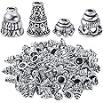 BronaGrand Cone Bead End Caps Alloy Tibetan Flower End Caps Tassel Beads Caps Jewelry Cone Caps for DIY Earring Jewelry Crafts Making Supplies