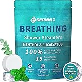 SEONNIX Shower Steamers Aromatherapy 15 Pack, Menthol & Eucalyptus Shower Bombs with Natural Essential Oils, Quick Relief Nasal Congestion, Relaxation & Self Care Gifts for Women & Men