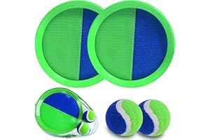 ECJWEI Toss and Catch Ball Set, Paddle Catch Ball and Toss Game for Kids, Great Beach/Backyard/Outdoor Games for Kids and Family (4 Paddles, 4 Balls)