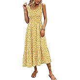AUSELILY Women's Sleeveless Maxi Dress Summer Sundress Smocked Empire Waist Crew Neck Sun Dresses 2026 New