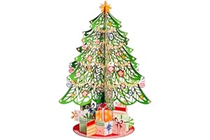 Paper Love Christmas Card, 3D Pop Up Christmas Tree with Detachable Keepsake - Handcrafted Holiday Decor & Gift for Women, Mom, Wife, Parents | Large 10" x 7" Card - w/Envelope & Note Tag