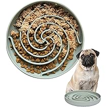 AXEFUN Slow Feeder Dog Bowl - Silicone Puzzle Bowl With Suction Cups - 7.5 Inch, Pumpkin Color