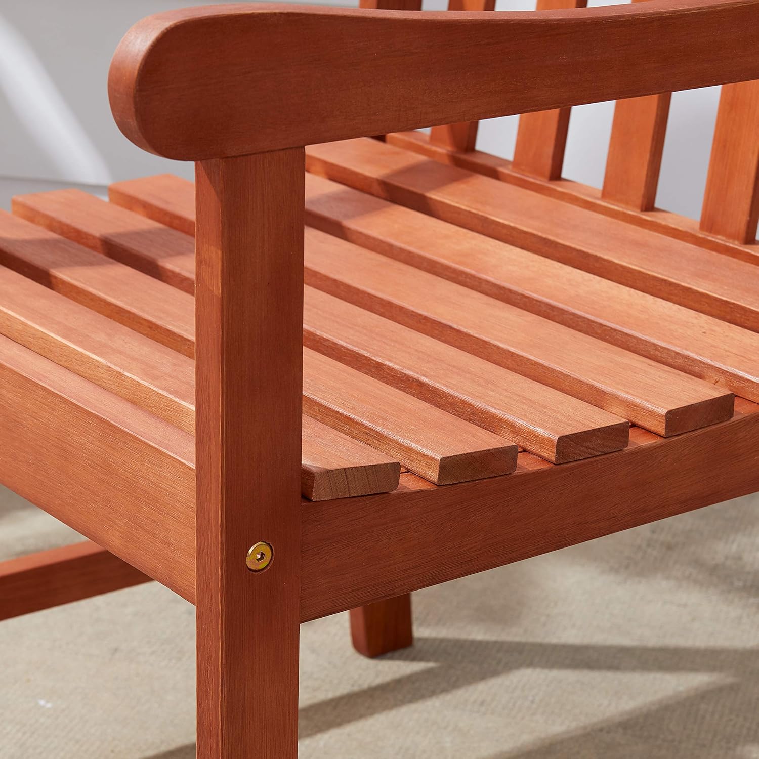 Vifah V415 Outdoor Wood Arm Chair, Natural Wood Finish, 22 by 25 by 35-Inch : Patio Dining Chairs : Garden & Outdoor