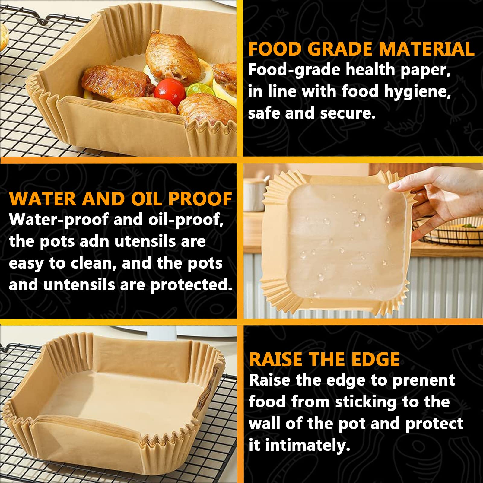 Air Fryer Parchment Paper Liners for COSORI 6Qt and Ninja 5QT AF141, 9 Inch 120Pcs Air Fryer Disposable Paper Liners for 5-8QT Basket, Non-Stick Air Fryer Paper Pads Oil Resistant