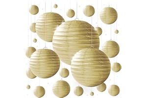 Gold Paper Lanterns - 25 Piece Set - Party Decorations for Birthdays, Weddings and Special Occasions by Avoseta