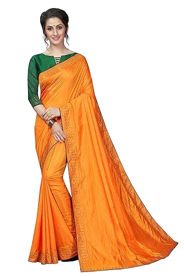 Blue Wish Womens Silk Saree With Unstitched Blouse Piece (BW-75_Yellow)