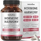 Wellanova Hormone Harmony for Women – Natural Hormonal Balance Support for Menopause & Perimenopause – Hot Flashes, Mood Swings, Cravings, Bloating Relief – 60 Capsules