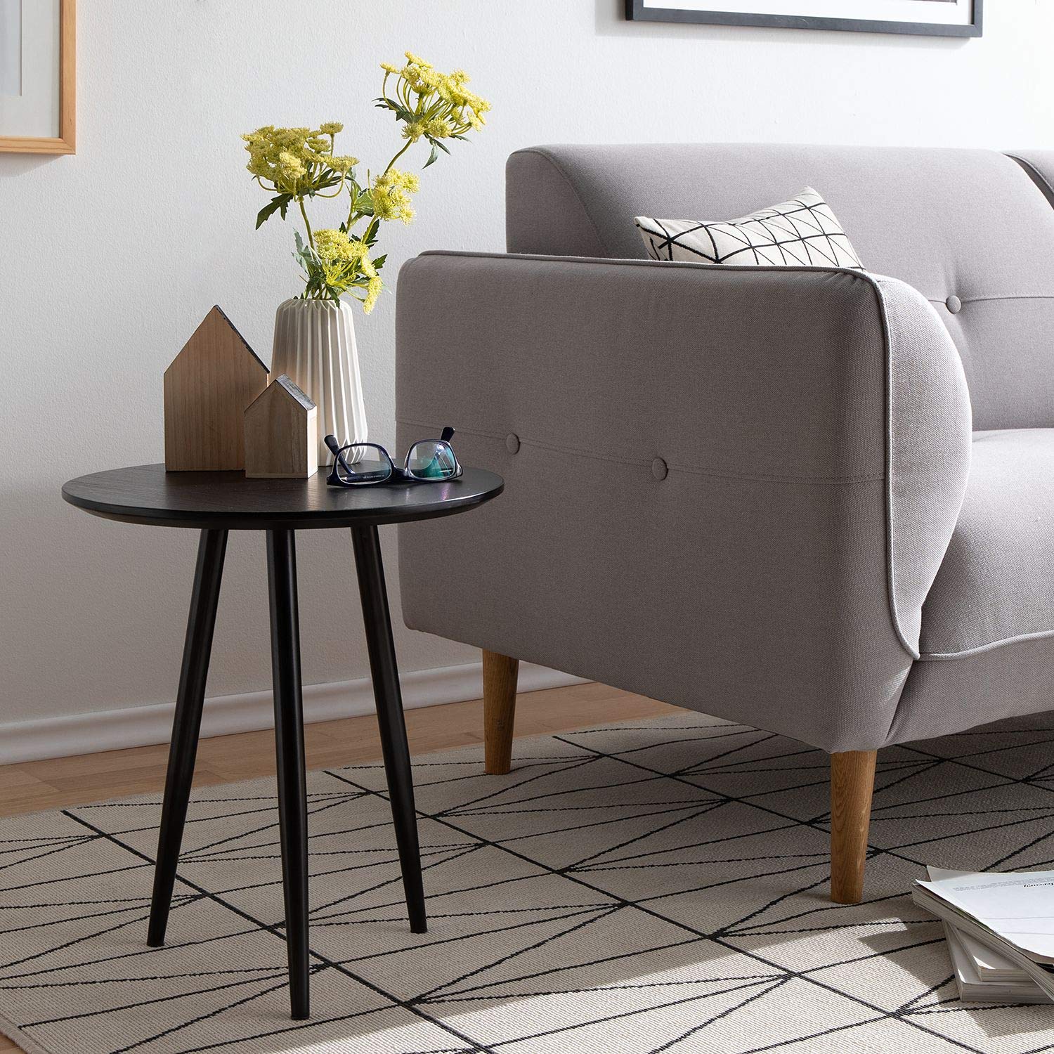 G Fine Furniture Wooden Sofa Side Round End Table For Living Room