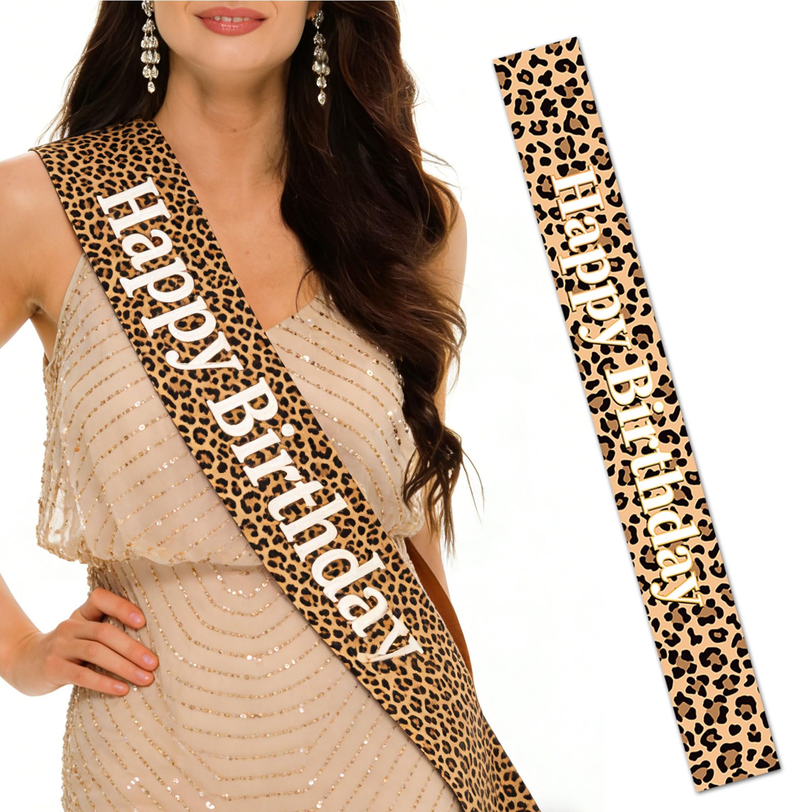 Bubaxuce Cheetah Birthday Girl Sash Cheetah Celebration Gift Cheetah Event Birthday Sash For Sweet 16, 18, 21, 25, 30, 40, 50 Or Any Other