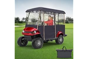 LUPPLE 4&6 Passenger Long Roof Golf Cart Enclosure for Club Car EZGO Yamaha Evolution, Universal Rain Cover Fits Precedent and Extended Roof 78.7"/86.6"/94.5", 4-Sided Clear Windows Roll-up Door