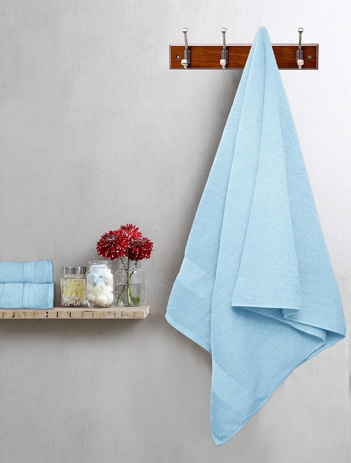 GLAMBURG Ultra Soft 8-Piece Towel Set - 100% Pure Ringspun Cotton, Contains 2 Oversized Bath Towels 27x54, 2 Hand Towels 16x28, 4 Wash Cloths 13x13 - Ideal for Everyday use, Hotel & Spa - Black: Home & Kitchen