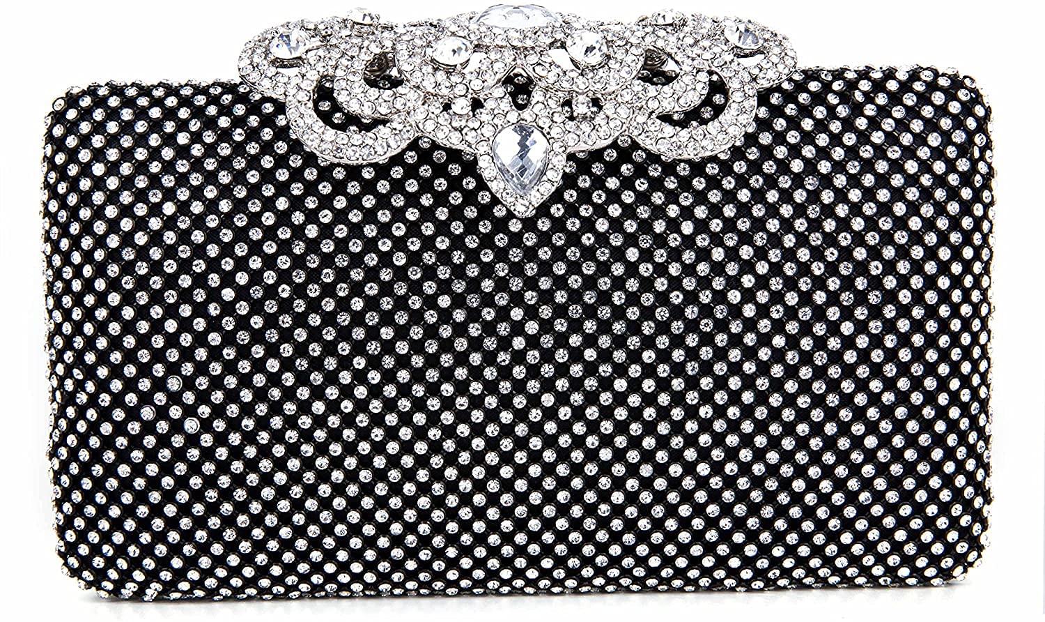 Women's Evening Dinner Cultch Bag Diamond Prom Party Handbags, Black