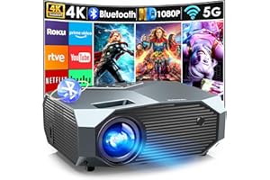 YOWHICK 4K Projector with WiFi and Bluetooth, 20000L Native 1080P Outdoor Portable Movie Projector, Smart Video Projector, 50% Zoom/400" Display, Compatible with HDMI/USB/PC/TV/PS5/DVD/Android/iOS