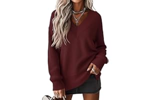 Jouica Women's Sweaters V Neck Long Sleeve Soft Loose Pullover Sweatshirts