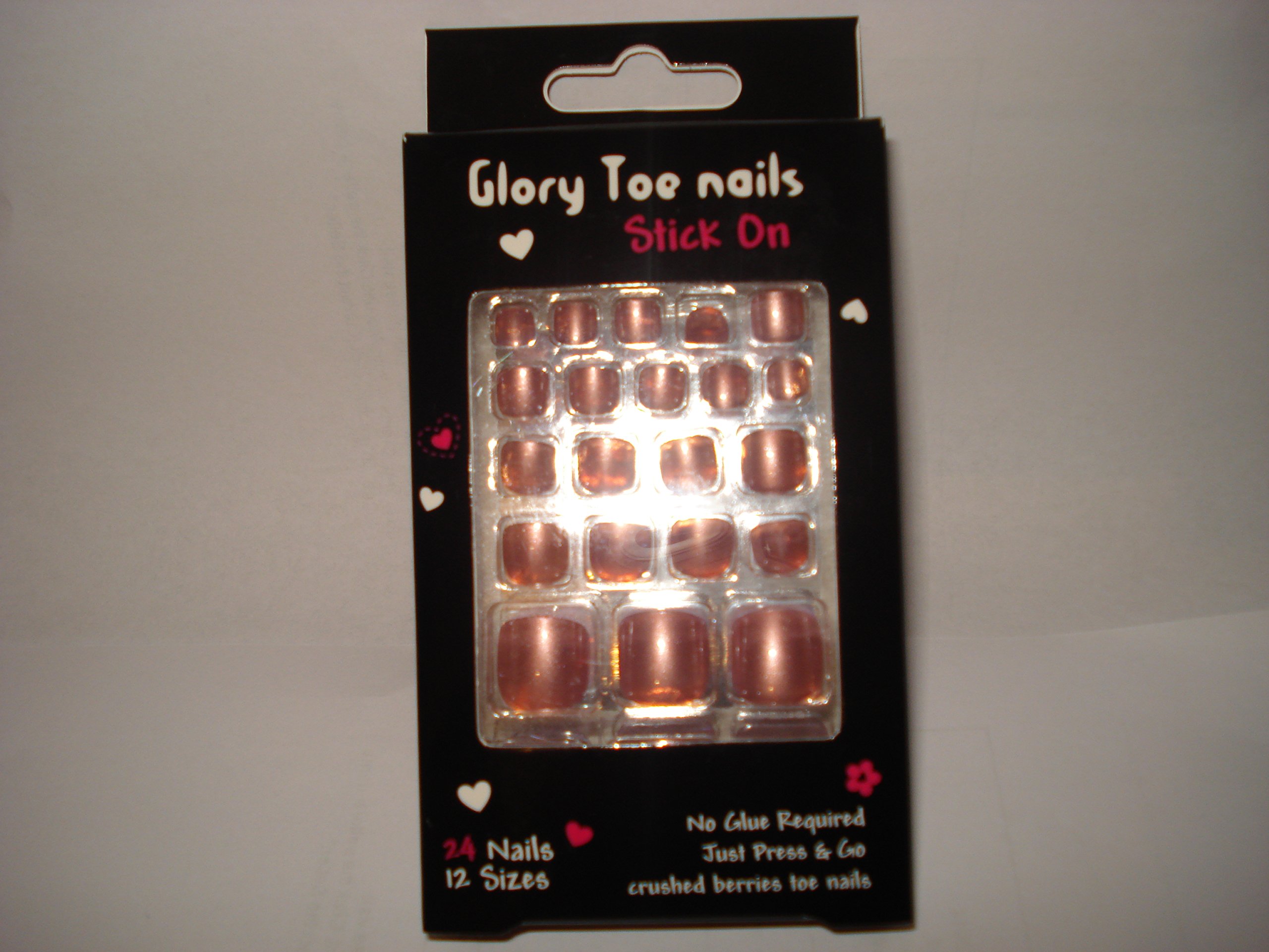 24 TOE NAILS ~ CRUSHED BERRIES TOE NAILS ~ STICK ON ~ NO GLUE REQUIRED ~
