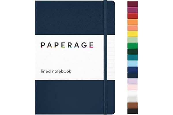 PAPERAGE Lined Journal Notebook, (Navy), 160 Pages, Medium 5.6 in x 8 in - 100 GSM Thick Paper – Hardcover Journaling Noteboo