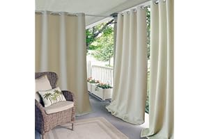 Elrene Home Fashions Indoor/Outdoor Patio Gazebo Pergola Solid Grommet Top Single Panel Window Curtain Drape, 52"x84", Taupe 