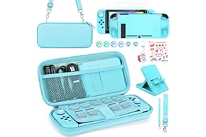 Younik Switch Accessories Bundle, 17 in 1 Blue Switch Accessories Kit for Girls Include Switch Carrying Case, Adjustable Stand, Protective Case for Switch Console & J-Con(Blue)