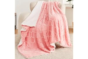 L'AGRATY Sherpa Throw Blanket - Plush Blanket for Bed - 50"x60" Double Reversibe Fleece Blanket for Gift - Soft Blanket for Chair and Couch(Pink)