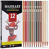 Professional Charcoal Pencils Drawing Set - MARKART 12 Colors Colour Charcoal Pencils, Skin Tone Colored Pencils, Artist's So