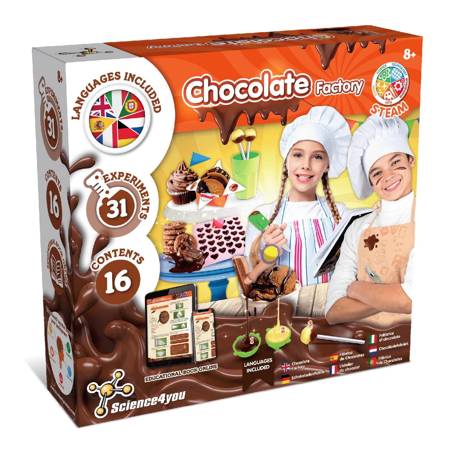 Science4you Chocolate Factory for Children +8 Years - Chocolate Games for Kids, Toy for Kids with 31+ Activities, Chocolat Making Kit, Sweet Gifts for Boy and Girls 8 9 10+ Years