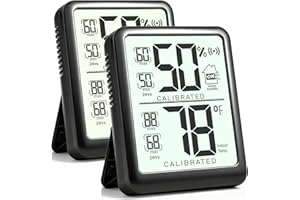 Antonki 2-Pack Room Thermometer, Digital Small Hygrometer Indoor Thermometer Humidity Gauge, Temperature Humidity Meter with Max/Min Record Monitor Sensor for Home, Plants - Battery Included
