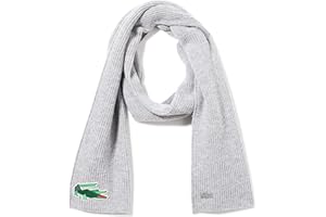 Lacoste Unisex Crocodile Graphic Wool Scarf, Grey, One Size