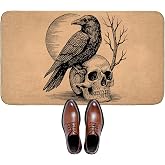 SIMFEP Gothic Raven Skull Welcome Door Mat for Outdoor Indoor Porch, 29.5