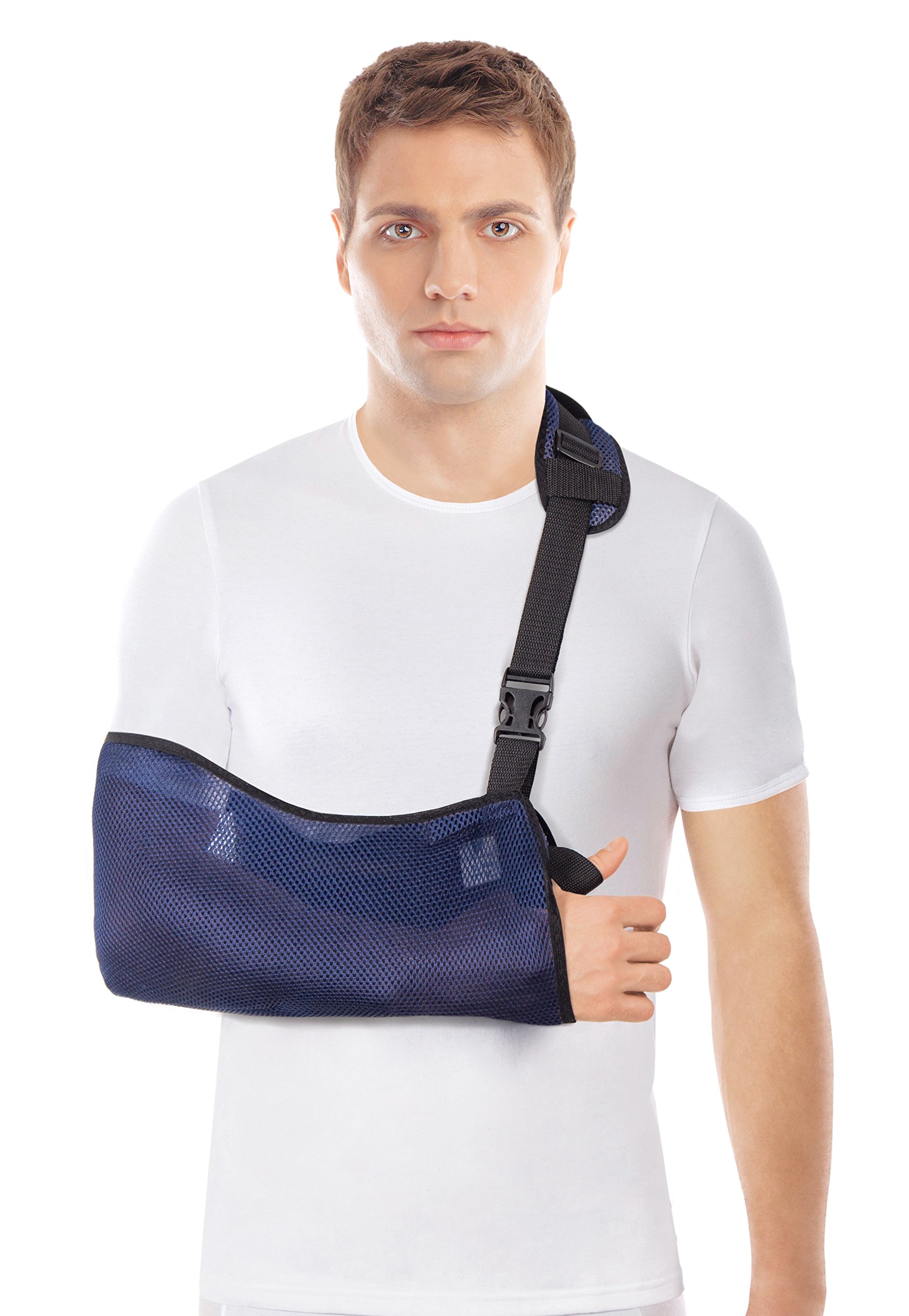 TOROS GROUP MANUFACTURE Arm Sling - Breathable Mesh – Lightweight - stabilise The arm, Shoulder and Wrist After Injuries or for a Broken arm Medium Blue