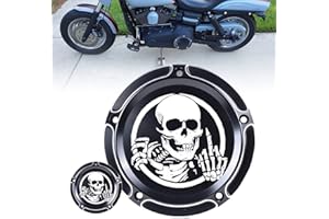 Goldfire 5 Hole Derby Timer Cover and Points Covers Fits for Harley 1999-2014 Big Twin Cam Touring Road King Electra Glide FLHR FLHX FXST Dyna (Skull)