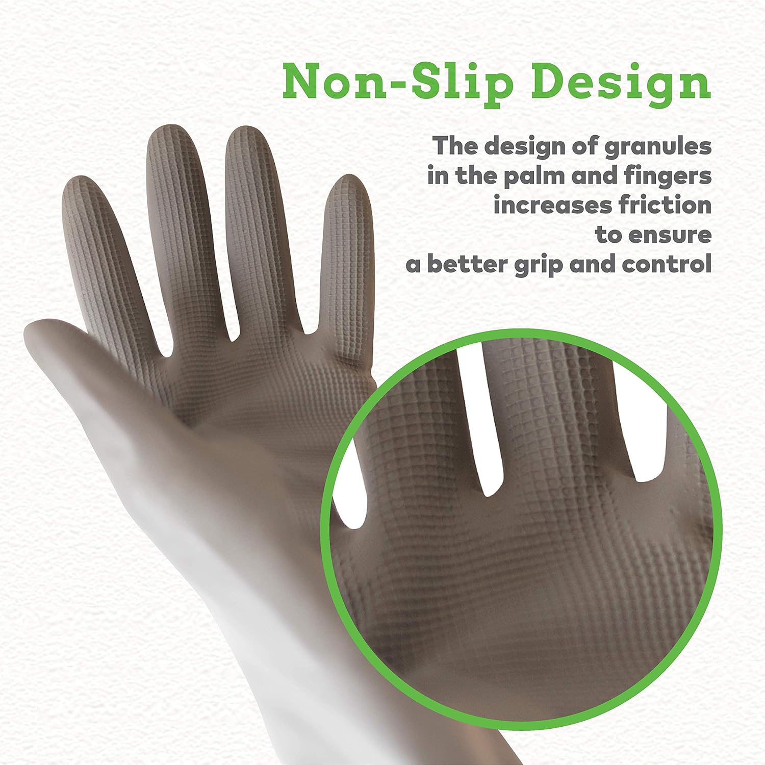 Rubber Dishwashing Gloves for Kitchen - 2 Pair Waterproof Reusable Household Cleaning Gloves and Non-Slip Grip: Clothing