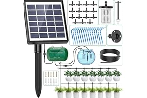 AnseTo Garden Drip Irrigation System, Solar Drip Irrigation System Kit with Automatic Water Timer, for Automatic Watering Sys