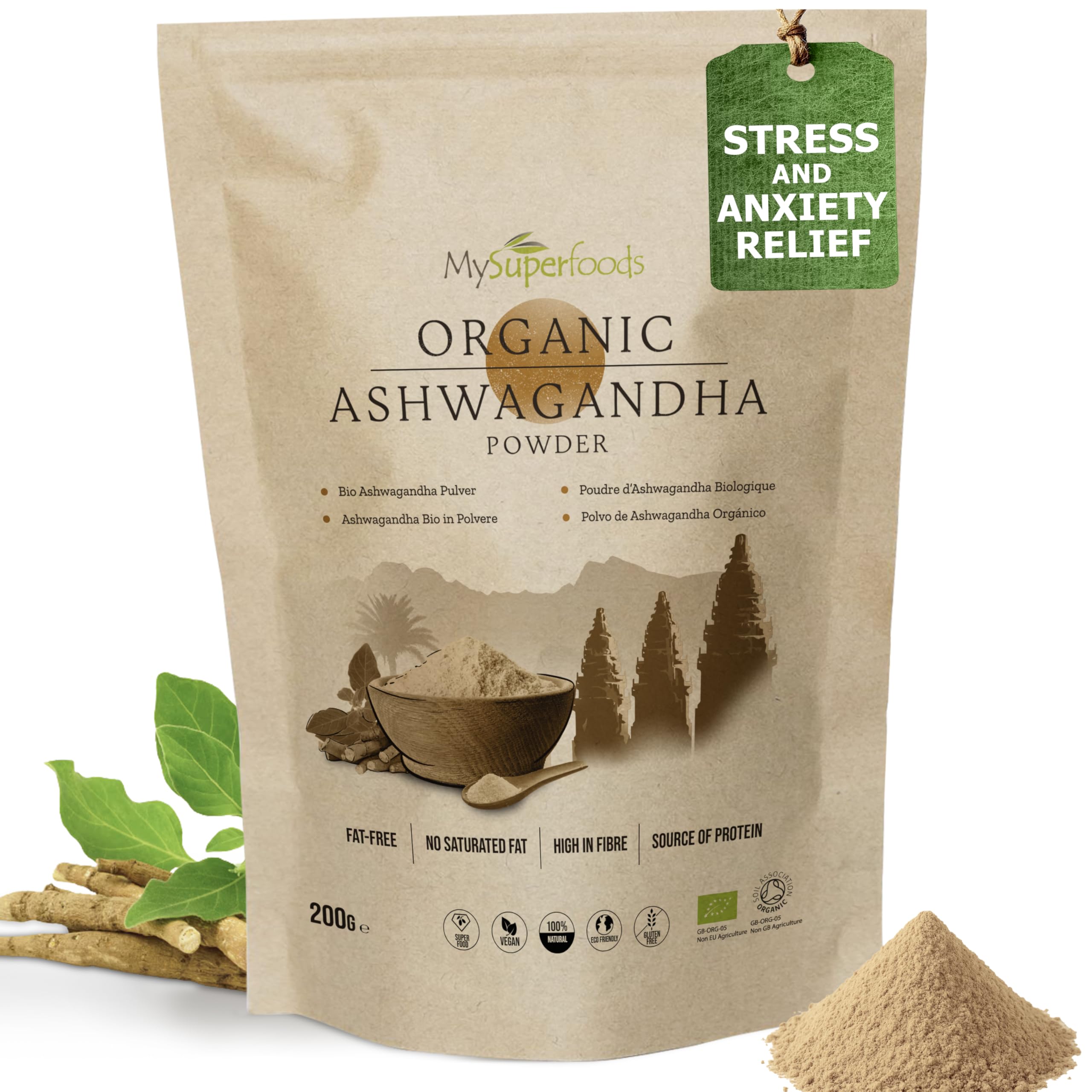 MySuperfoods Organic Ashwagandha Powder 200g, Rich Source of Vitamin B6 & B12