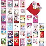 NobleWorks 36 Assorted Box Set Funny Valentine's Day Greeting Cards w/5 x 7 Inch Envelopes (36 Designs, 1 Each) Comical Love 
