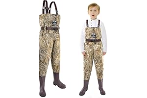 Trudave Chest Waders for Kids with Boots, Waterproof Youth Waiters for Children, Lightweight Waders for Fishing & Hunting
