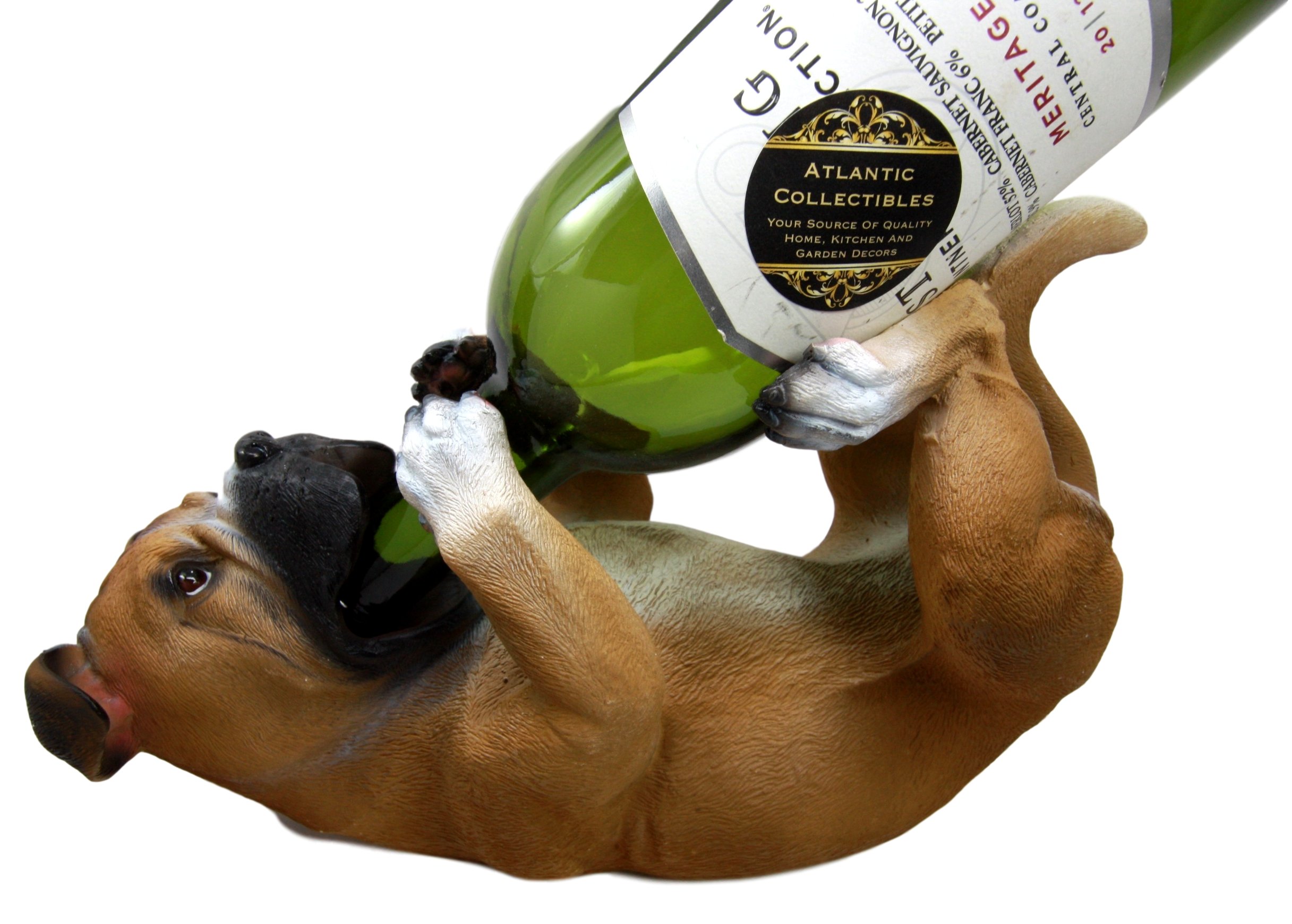 Ebros Gift Realistic Fawn Boxer Dog Wine Bottle Holder Caddy Figurine