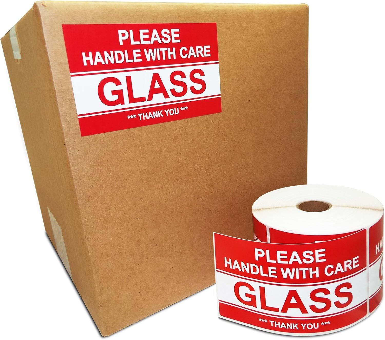 Aleplay Fragile Glass Stickers 2 3 Please Handle With Care Thank You Shipping Label 300 Per Roll Shipping Handling Labels Kolenik Office Supplies