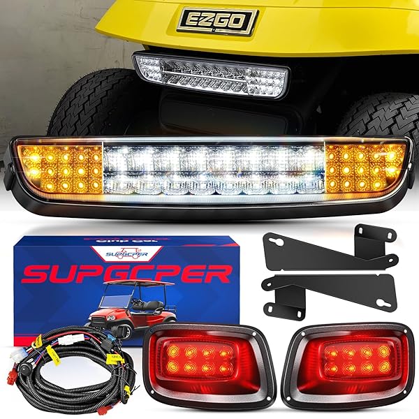SUPGCPER EZGO LED HEADLIGHT TAILLIGHT KIT FOR TXT 1996-2013 CARTS, 12V GOLF CART LED LIGHT BAR KIT WITH WIRING HARNESS SWITCH, HIGH-BRIGHTNESS STREET LEGAL LIGHT KIT