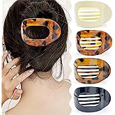 BIDEX 4 PCS Flat Hair Clips, Round Flat Claw Clips for Women and Girls, Strong Hold French Hair Clips for Thick Thin Hair, Stylish Medium Classic Hair Barrettes