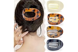 BIDEX 4 PCS Flat Hair Clips, Round Flat Claw Clips for Women and Girls, Strong Hold French Hair Clips for Thick Thin Hair, Stylish Medium Classic Hair Barrettes