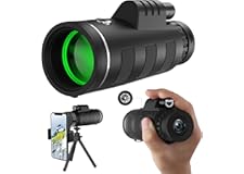 JiaSifu 40x60 High Definition Monocular Telescope with Smartphone Adapter, BAK4 Prism FMC Monocular with Clear Low Light Visi