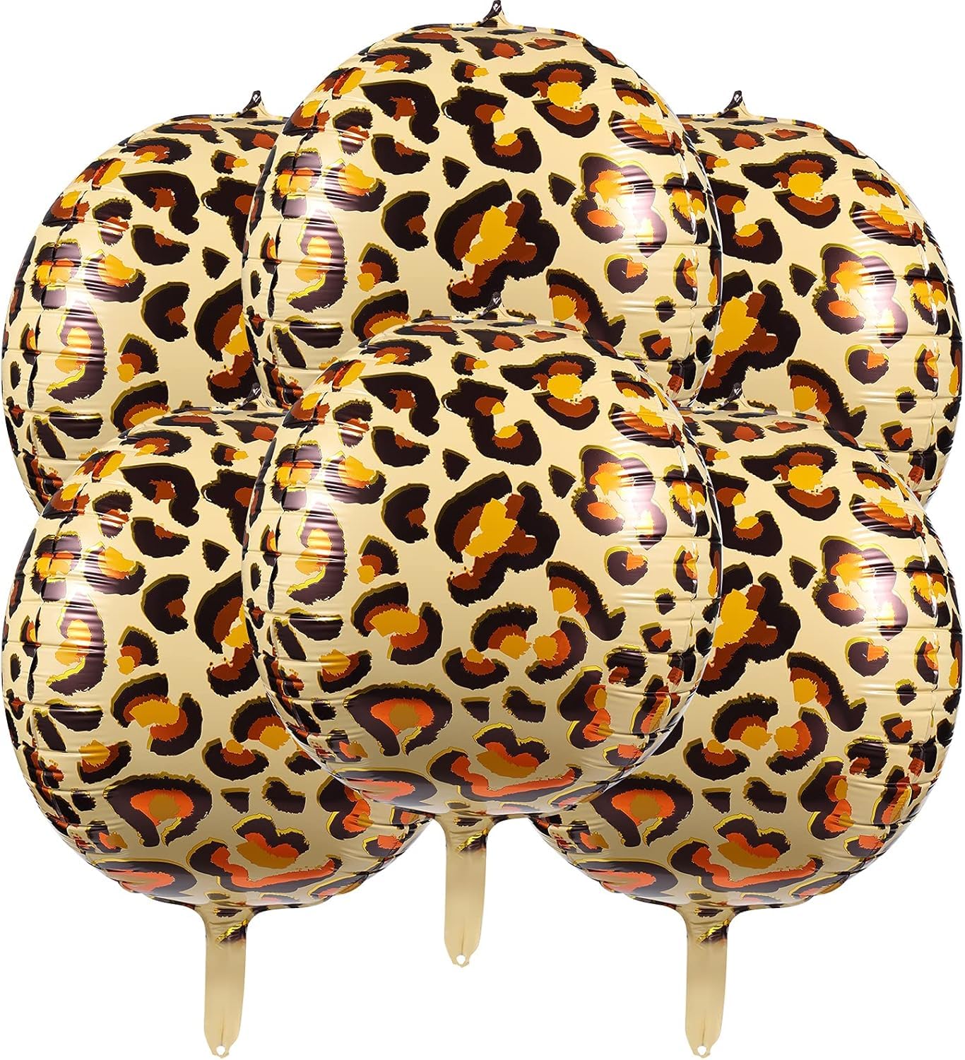 KINBOM 6pcs Foil Leopard Print Balloons 22inch Cheetah Balloons 4D Animal Balloon for Zoo Jungle Kindergarten Birthday Animal theme Party Decoration Supplies