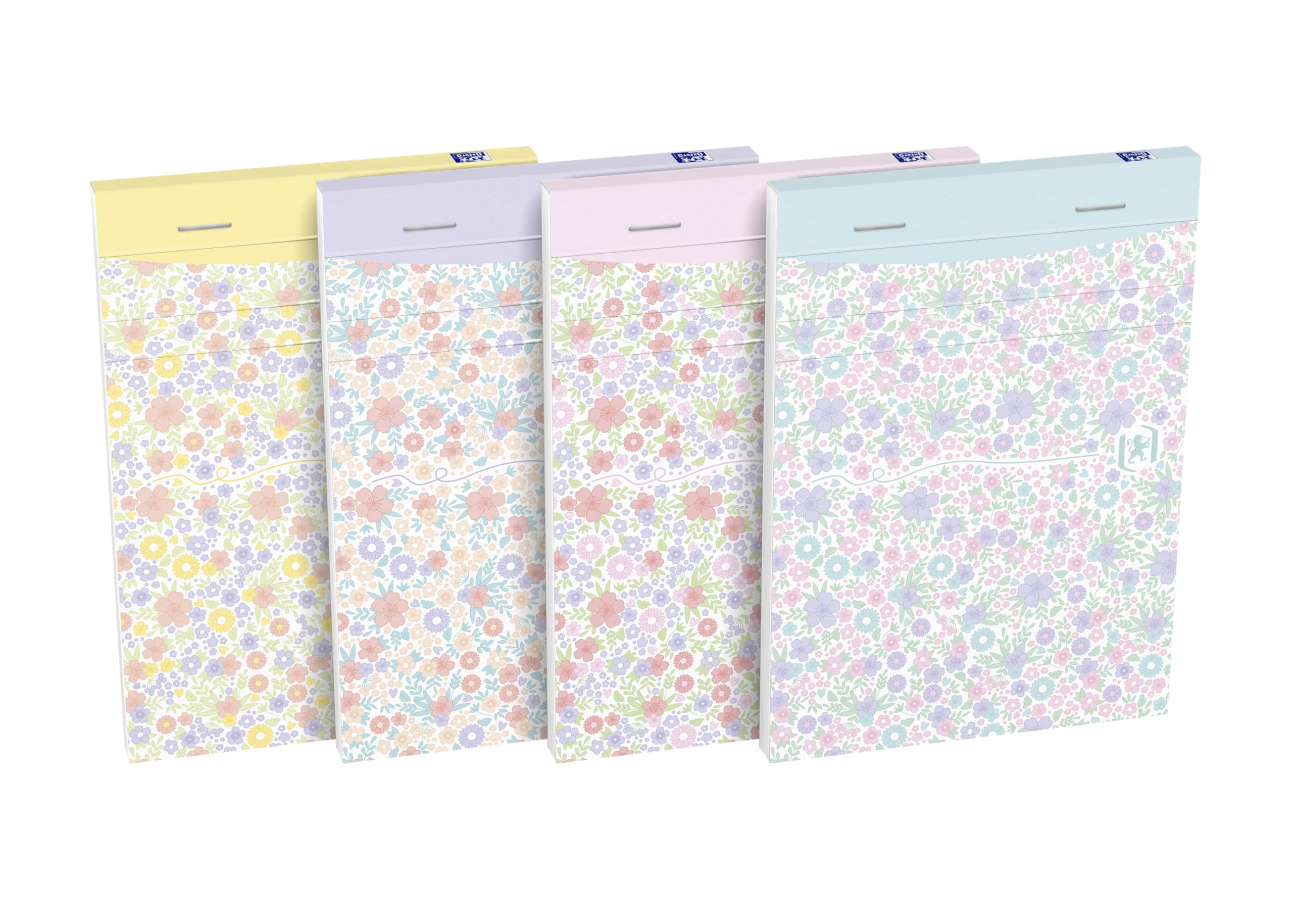 Oxford A6 Go Floral Notepad 7mm Lined 4 Assorted Designs Pack of 10