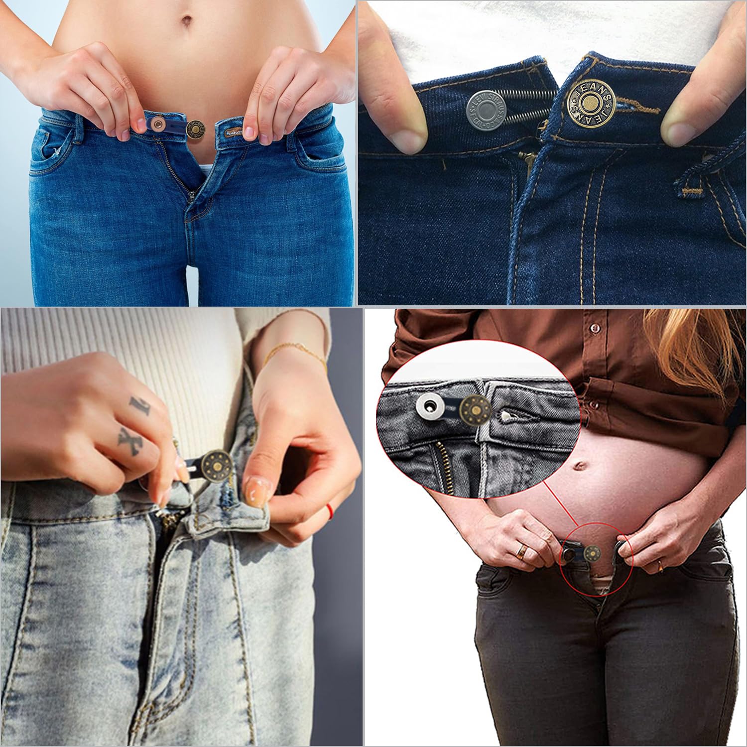 36 Pcs Button Extenders for Jeans, Pants Button Waistband Extender, Flexible Adjustable Elastic Waist Extenders for Pants for Women Men, No-Sew Invisible Extenders Set Assorted Colors