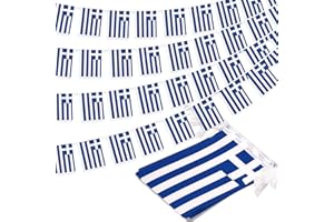 MVPRING Greece String Flag Pennant Banner, Small Mini Greek Flags Bunting Banner, National Country Decoration for School, Party, Sports Events, Patriotic Festival, 33 Feet 30 Flags