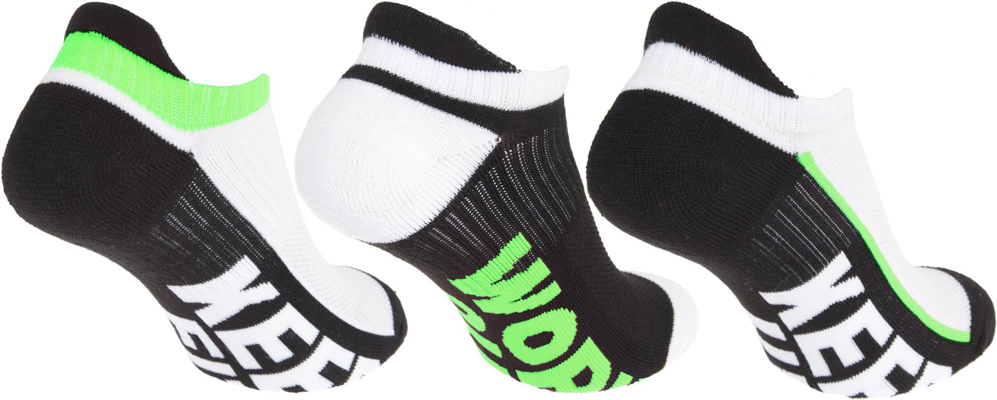 Redtag Womens/Ladies Sport Low Cut Trainer/Liner Socks (3 Pairs) (4-8 UK (37-42 EU)) (White/Black/Green)