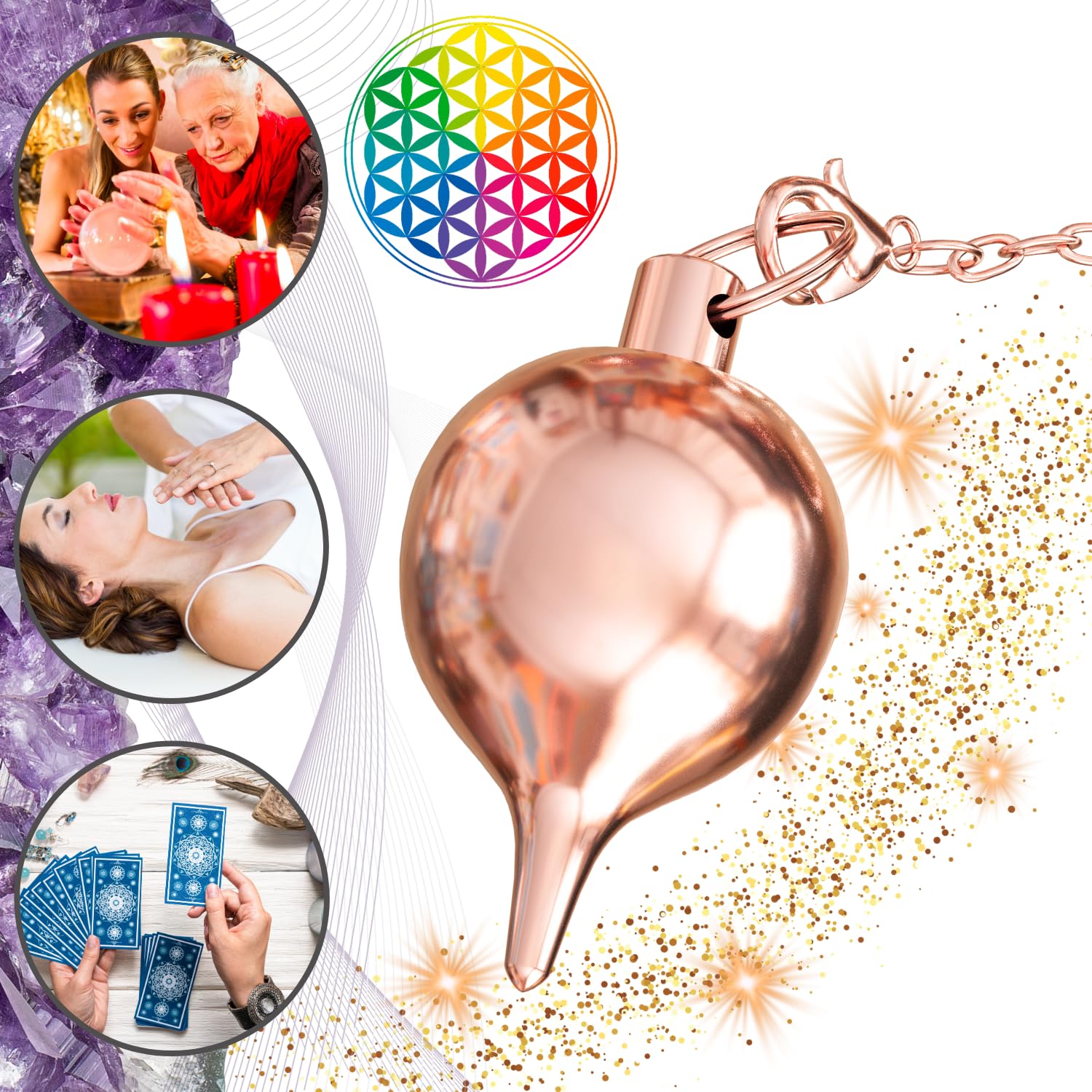 Copper Brass Radiesthesia Divinatory Pendulum – Metal Water Drop Pendulum (27 GR) – Universal Pendulum Seeker Geobiology Psychology