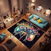 Game Area Rug - Teen Boys Rug, Soft Non-slip Games Floor Mat, Gamepad Colorful Game Controller Graffiti Design Rug for Video Room, Boys Girls Bedroom, Living Room, Play Area Decoration 24x36inch