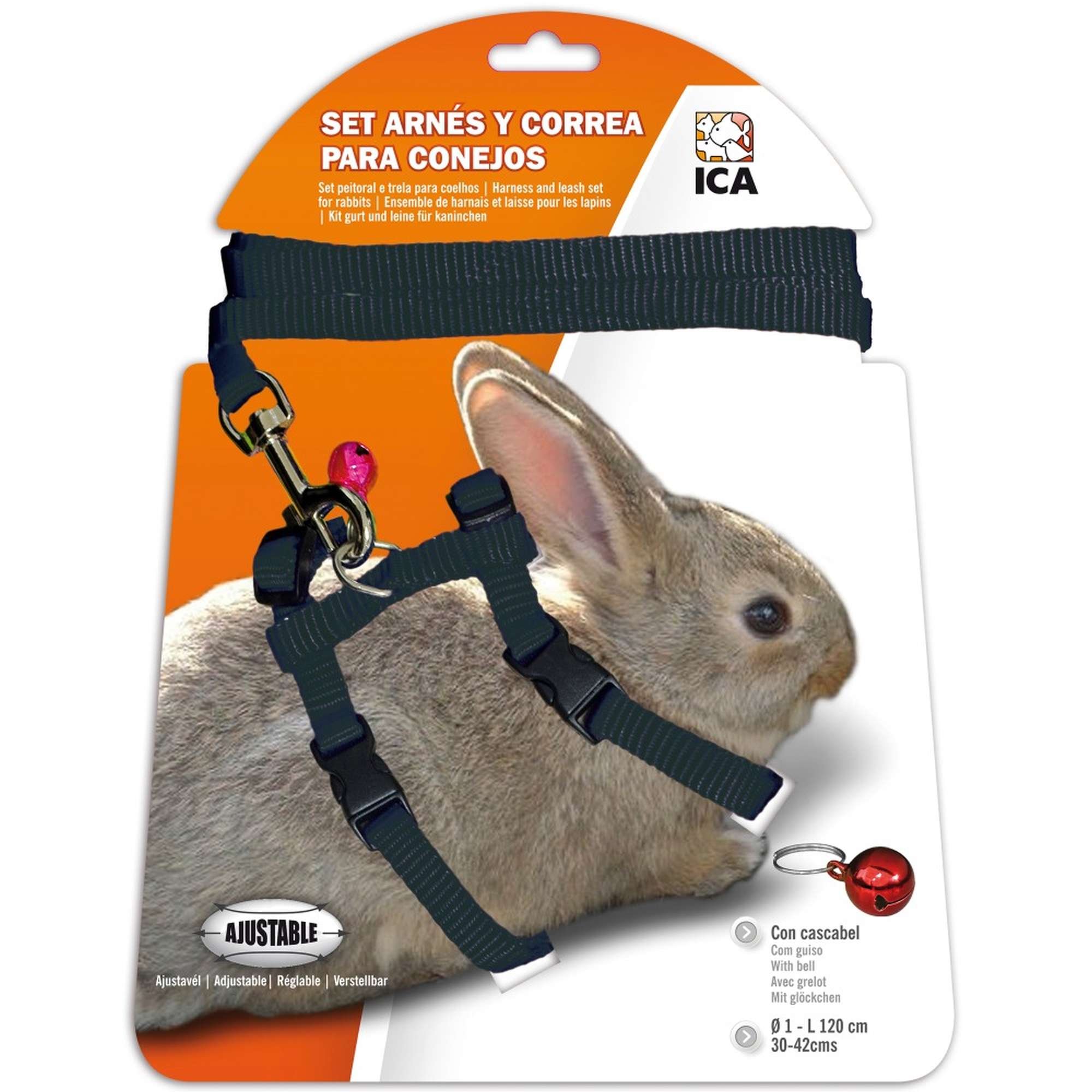 ICA DA1028 Harness and Strap Set for Rabbits, Black