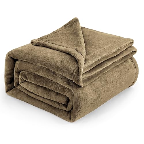 Bedsure Fleece Blanket for Bed - Soft Cosy Fluffy Throw Blankets, Warm Large Throws for Audlts, Camel, 220x240 cm